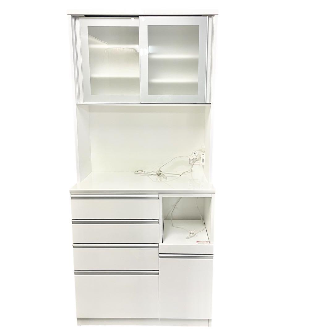 【直接引取り限定】キッチンボード (レジューム 90AG-S WH/90QH-R