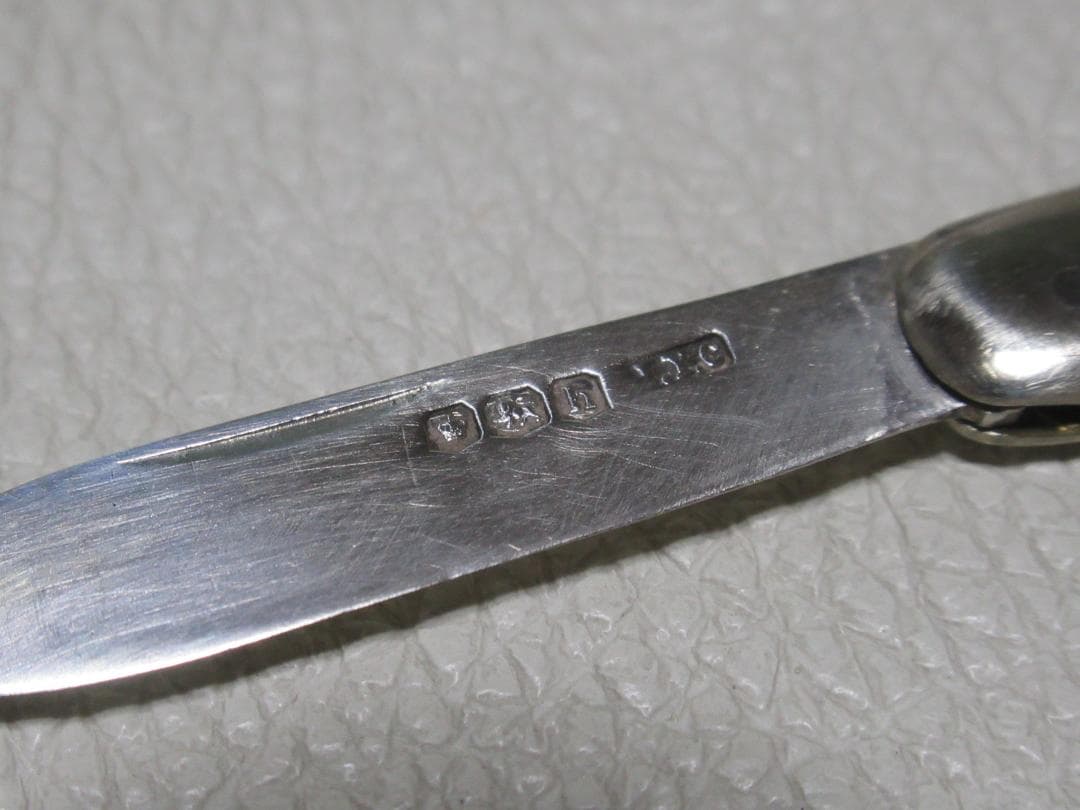 ◆美品 1800年頃 英国製◆シェフィールド 白蝶貝 純銀フルーツナイフ