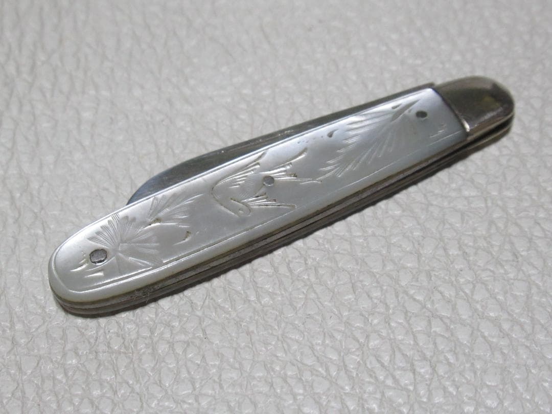 ◆美品 1800年頃 英国製◆シェフィールド 白蝶貝 純銀フルーツナイフ