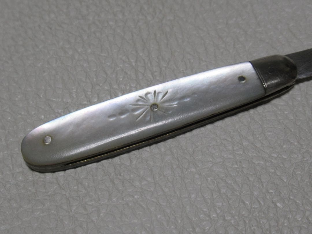 ◆美品 1800年頃 英国製◆シェフィールド 白蝶貝 純銀フルーツナイフ