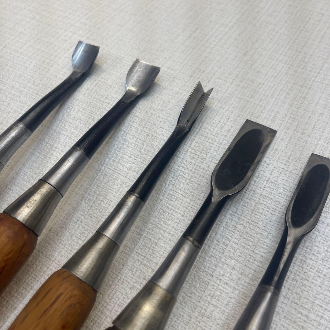 道刃物 平常心 木彫鑿 5本セット 曲がり 平 三角 丸 ノミ のみ - メルカリ