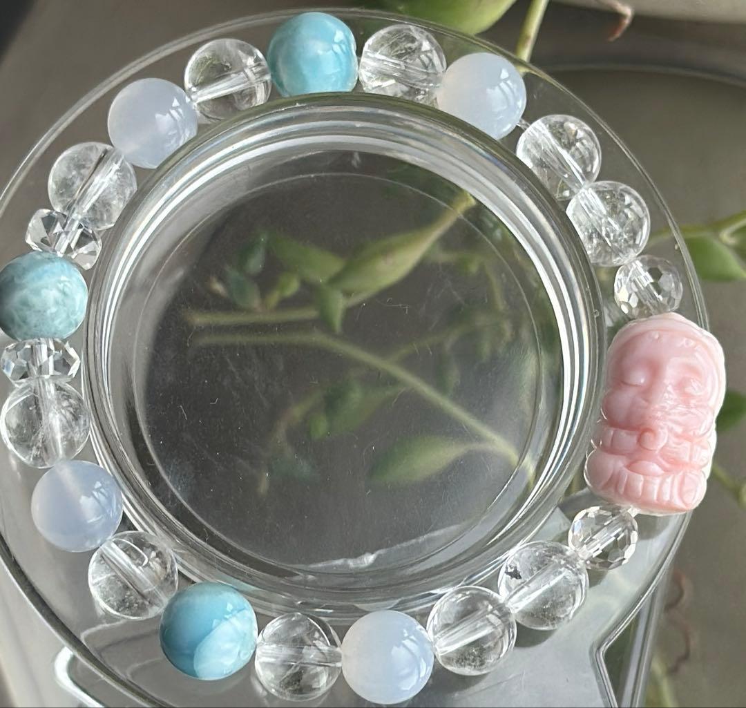 クイーンコンクシェルガネーシャ×ラリマー　ブレスレット