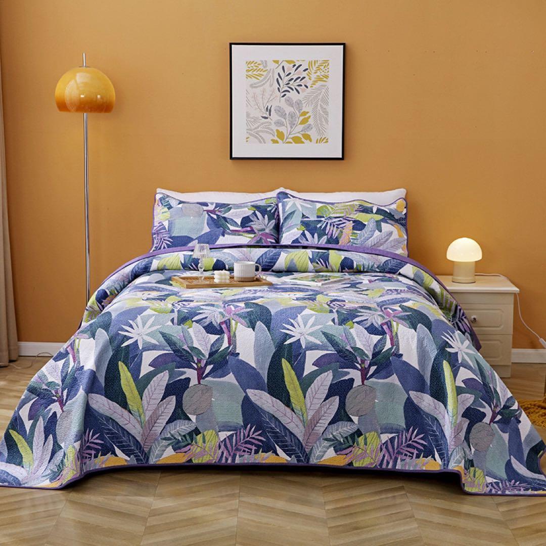 キルトベッドカバー3点セット綿マルチカバー キルティング 025