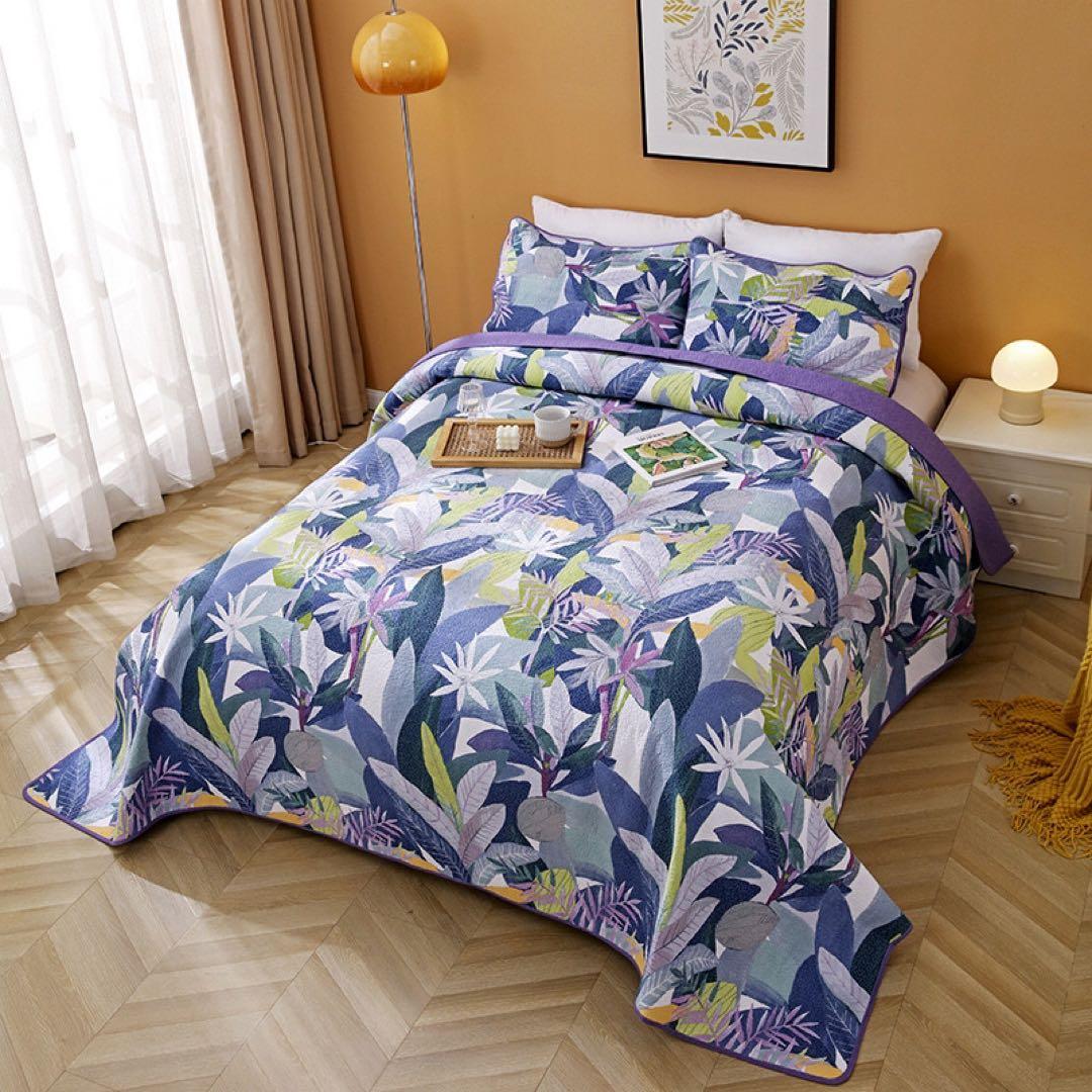 キルトベッドカバー3点セット綿マルチカバー キルティング 025