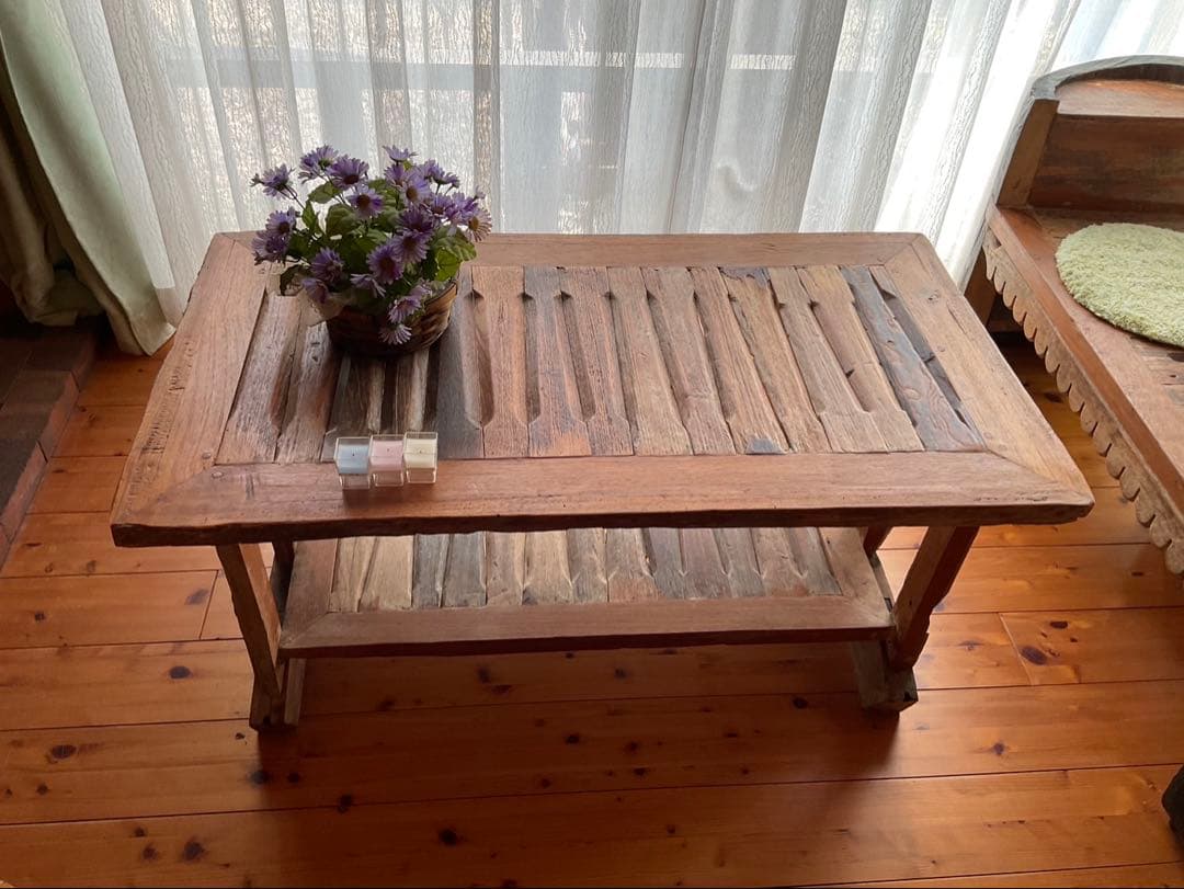 【送料無料】高級 木製 ヴィンテージ テーブル コテージ アジアン風 屋外 庭