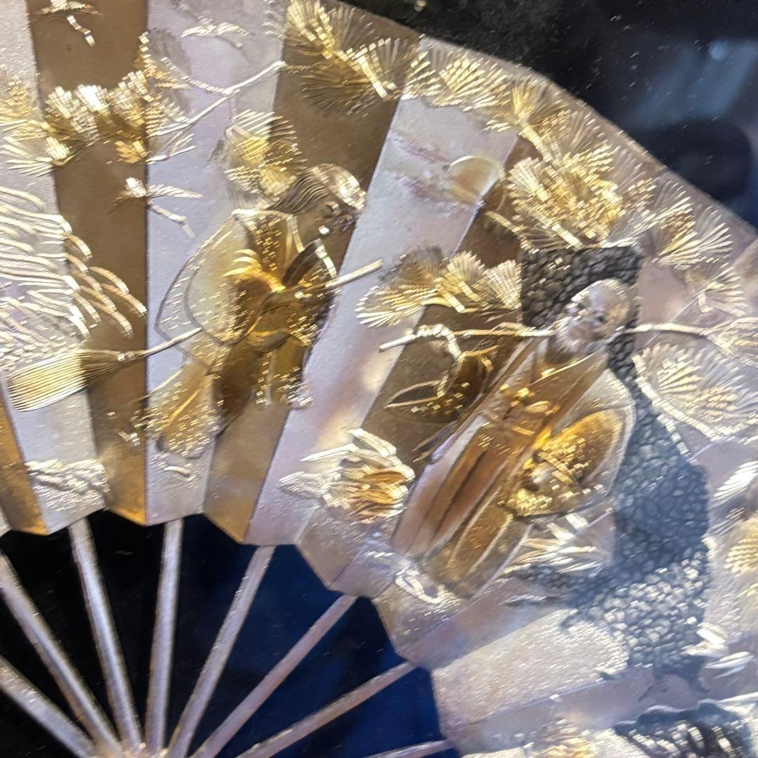 松庵 純金純銀純鍍 縁起物 額縁 24kgp k24gp シルバー 扇子 壁掛け