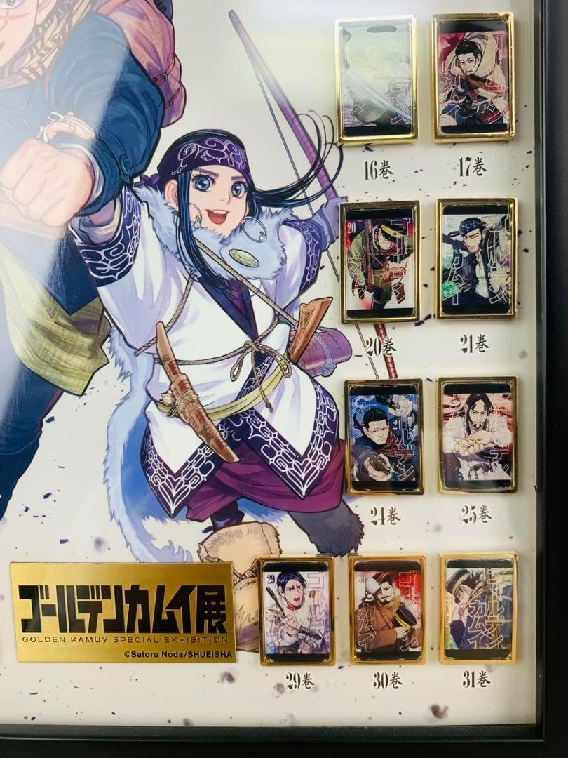 ゴールデンカムイ展 全巻 ピンズ セット ゴールデンカムイ 額装付き