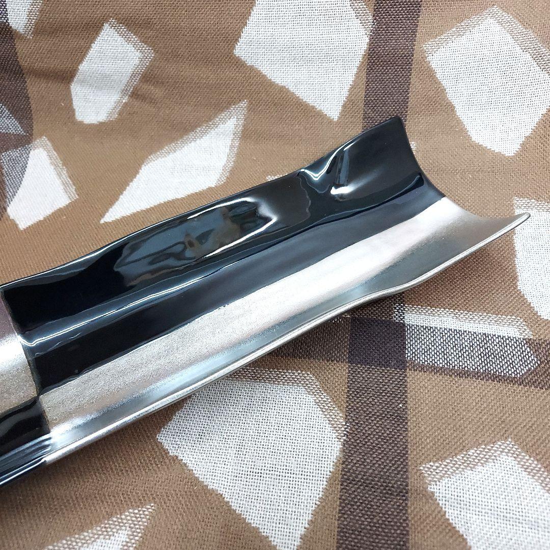 MN-2441-151☆有田焼　錦右衛門窯　筒型長皿　プラチナ黒市松