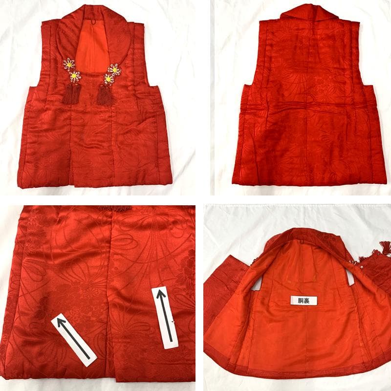 510ag45□七五三 三歳 セミアンティーク 女児 着物&被布 菊 水玉□良好