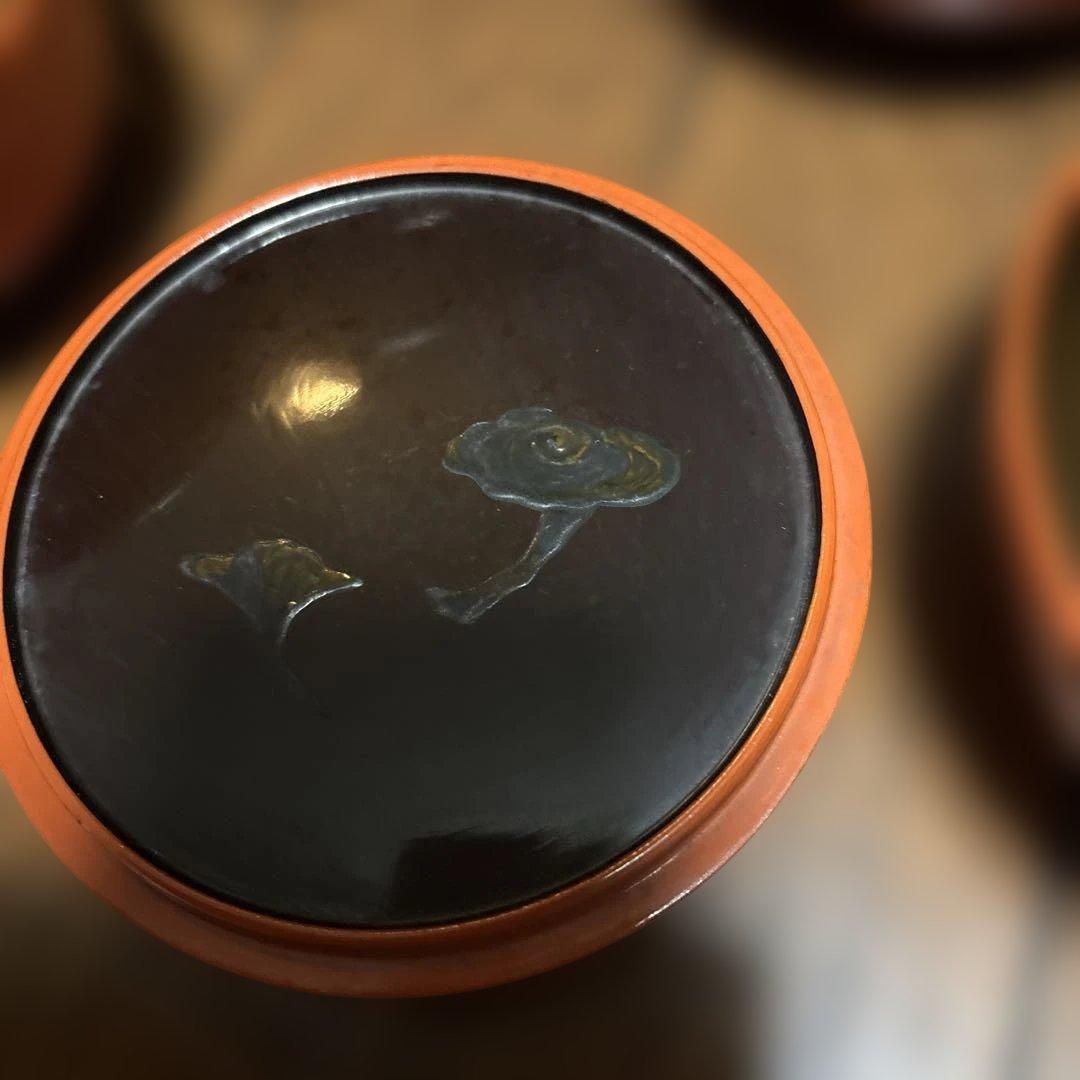 期間限定最終処分特価　逸品明治輪島の作品　蓋裏霊芝模様汁物椀煮物椀五客セット上品