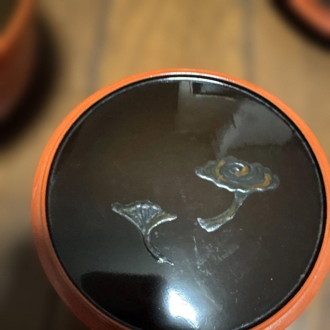 期間限定最終処分特価　逸品明治輪島の作品　蓋裏霊芝模様汁物椀煮物椀五客セット上品