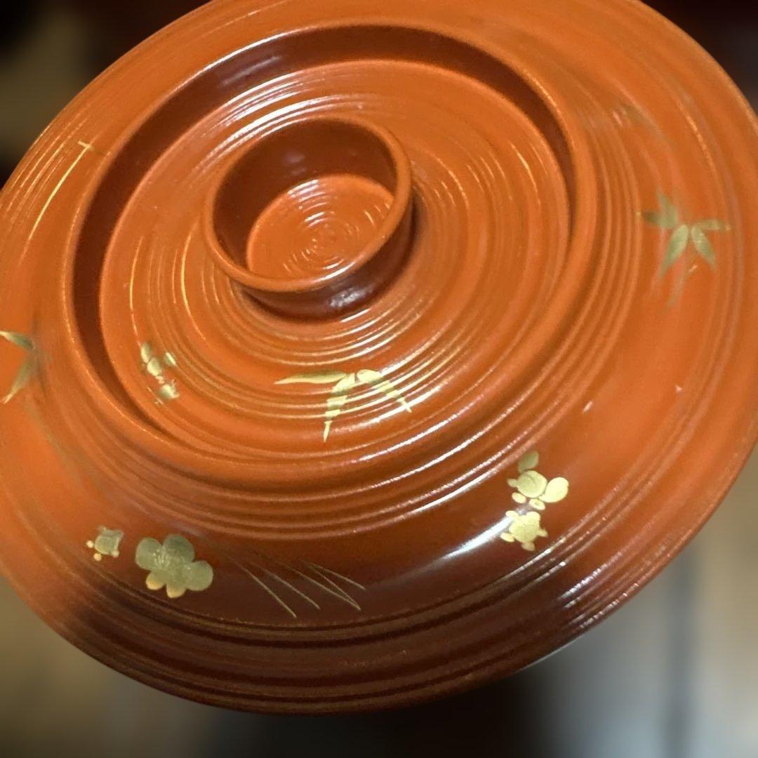 期間限定最終処分特価　逸品明治輪島の作品　蓋裏霊芝模様汁物椀煮物椀五客セット上品