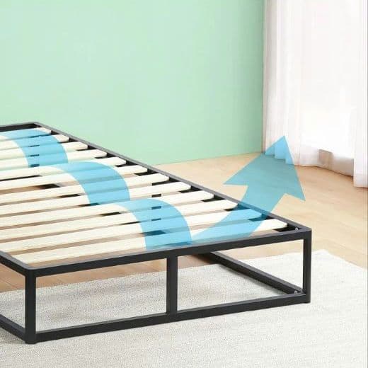 H　オリースリープ　メタルプラットフォームベッドフレーム　ブラックシングル　YK