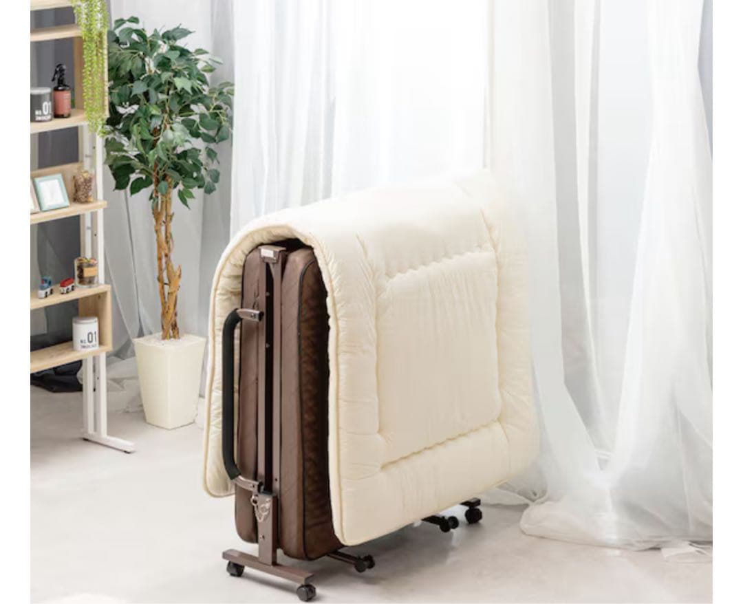 ブラウン 折りたたみベッド リクライニング