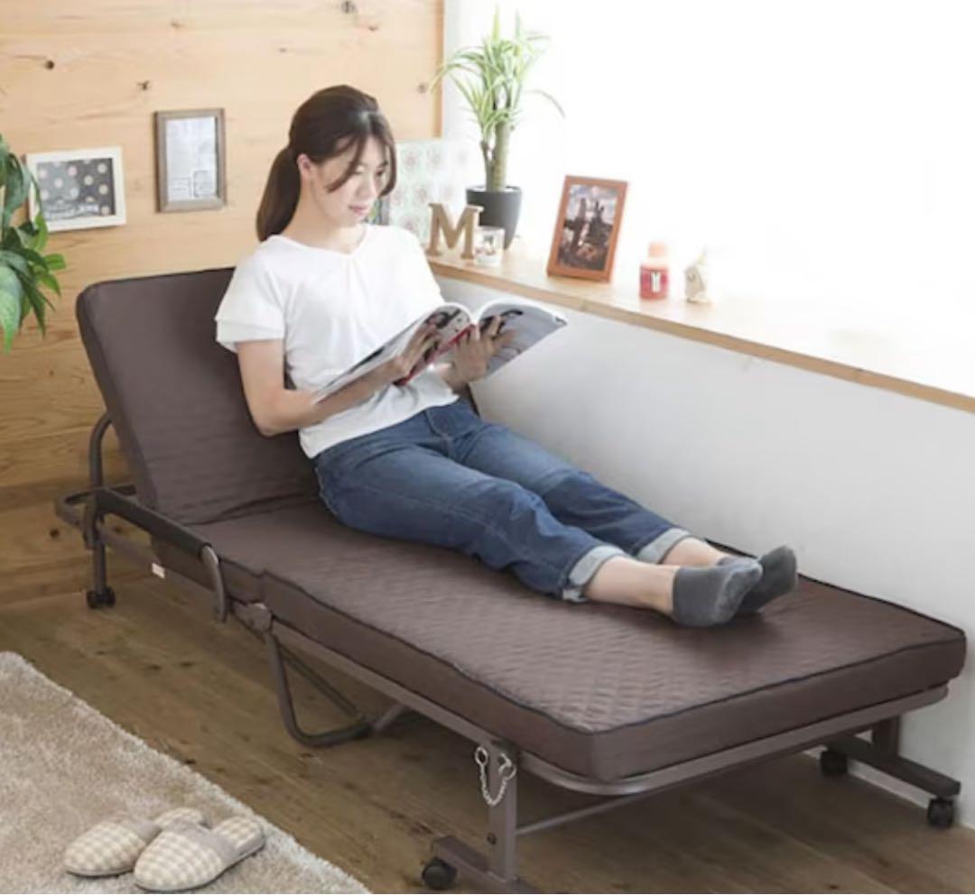 ブラウン 折りたたみベッド リクライニング