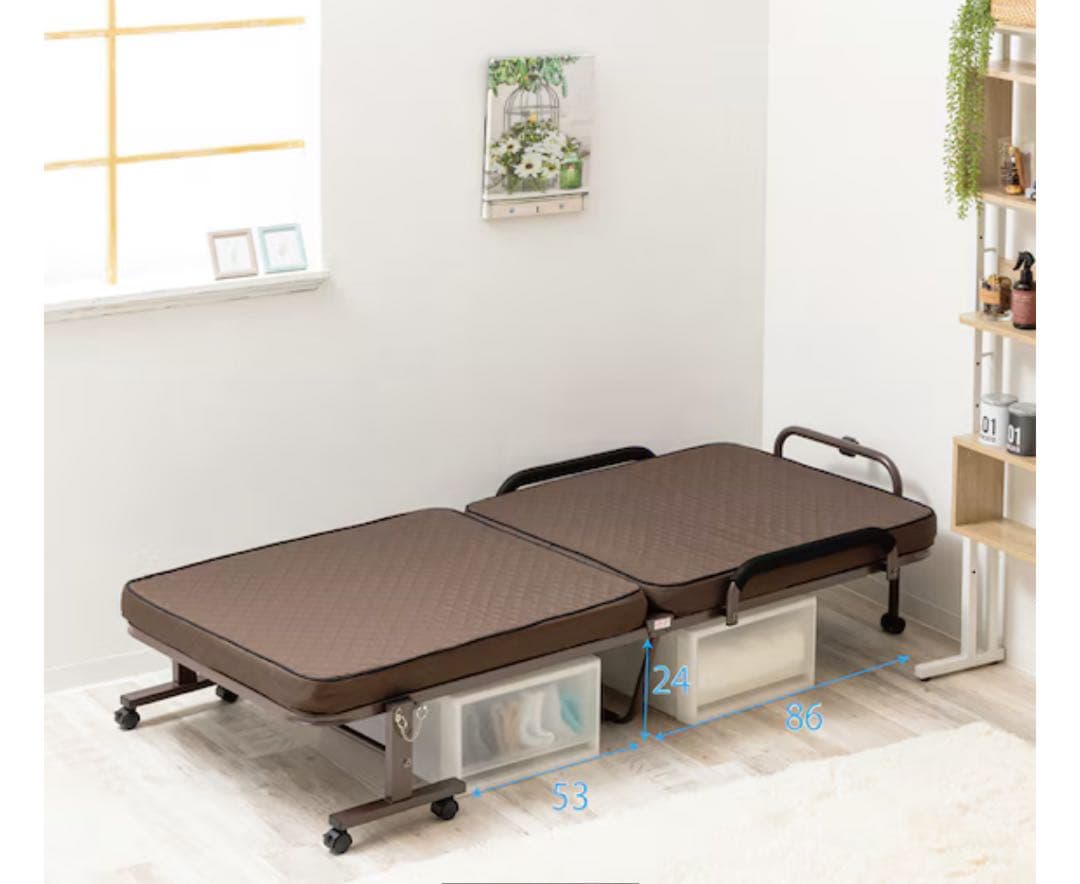 ブラウン 折りたたみベッド リクライニング