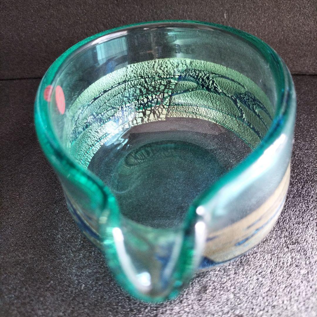 青森伝統工芸品 津軽びいどろ金彩碧瑠璃酒器セットと九谷青粒鉄