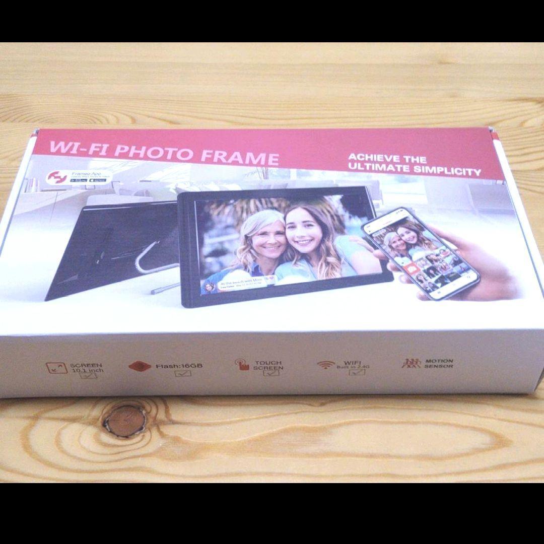 デジタルフォトフレーム 10.1インチ 薄型 木目色 Wi-Fi対応