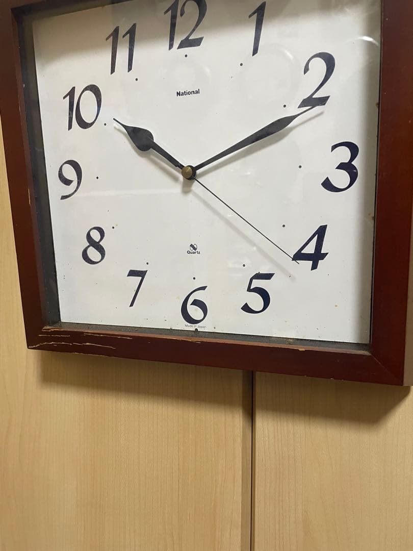 80's　昭和レトロ　ナショナル　掛け時計　ミッドセンチュリー　ビンテージ　木製