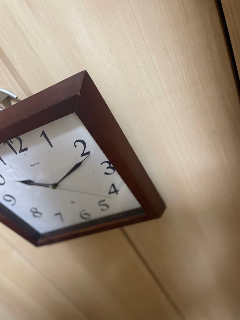 80's　昭和レトロ　ナショナル　掛け時計　ミッドセンチュリー　ビンテージ　木製