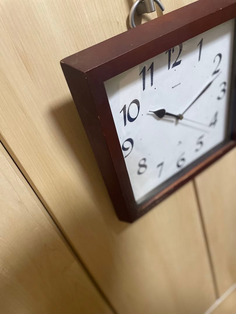 80's　昭和レトロ　ナショナル　掛け時計　ミッドセンチュリー　ビンテージ　木製