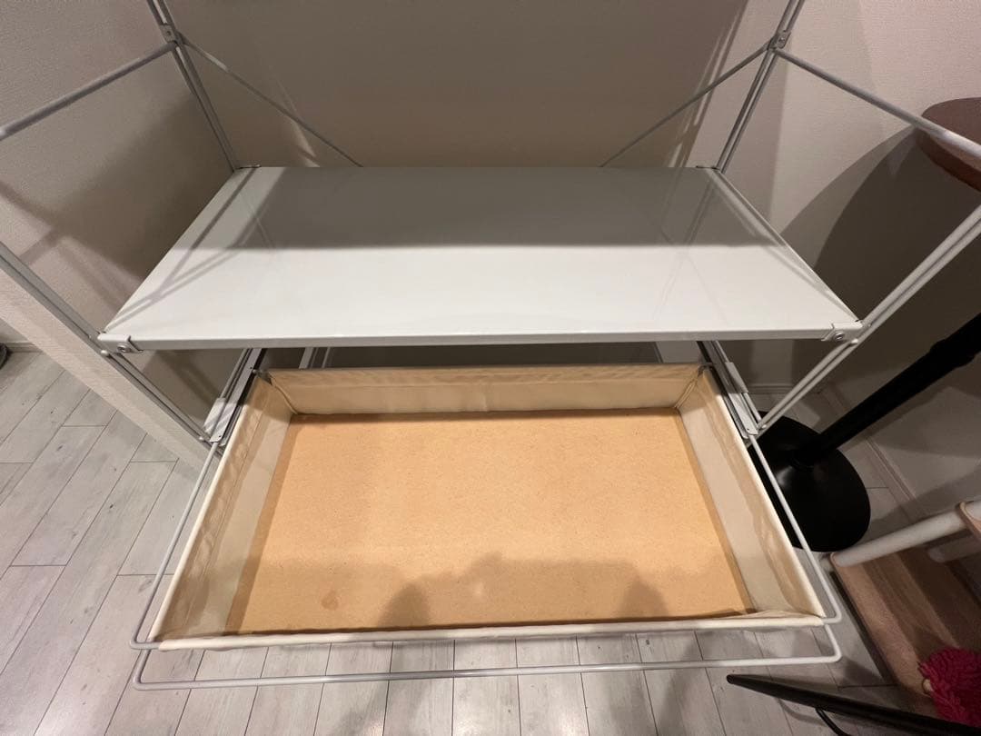 土日限定価格です❣️無印スチールユニットシェルフワイドグレー帆布バスケット2、棚4