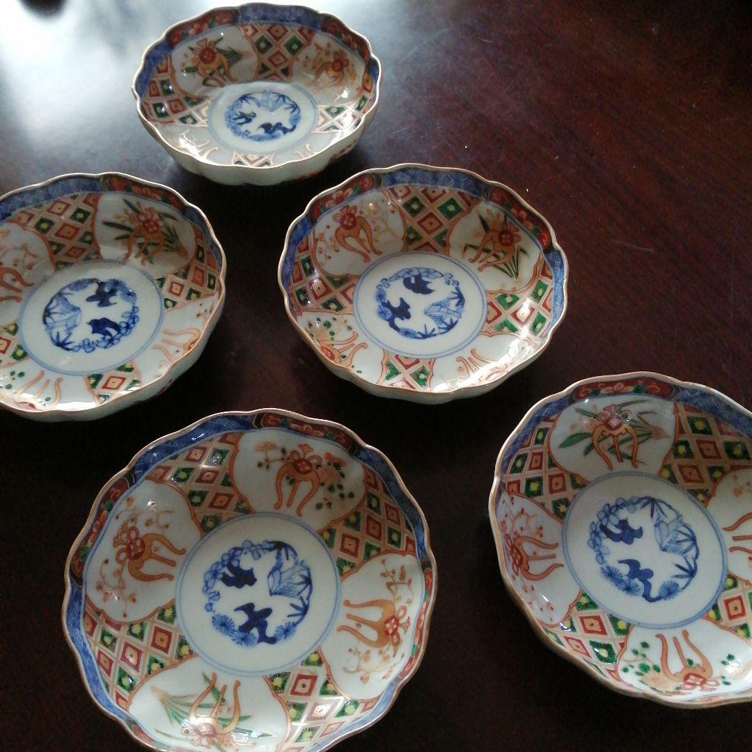 古伊万里　金彩膾皿　5客　15.2cm　幕末〜明治初期