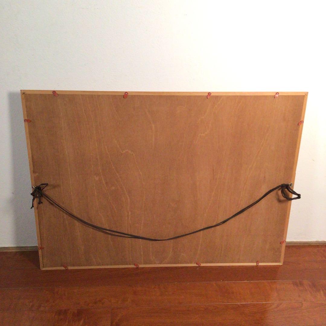 No4800 額装 油彩画 朝日 帆船 直筆サイン 箱付 絵画 美術 送料無料