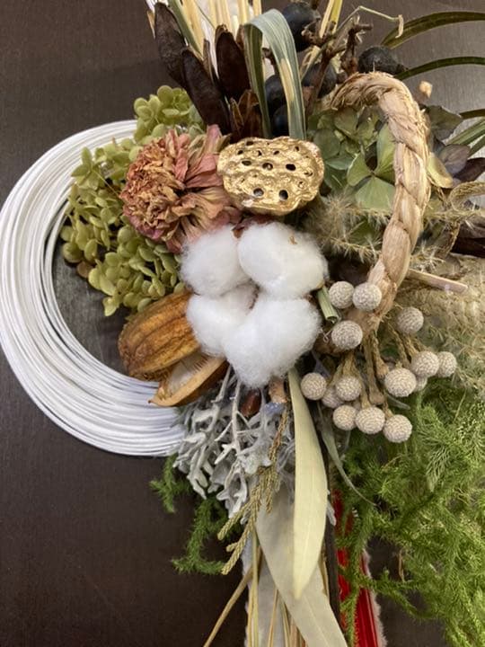 2.自家栽培ドライフラワー含む　正月飾り　松飾り　注連縄　スワッグ  リース