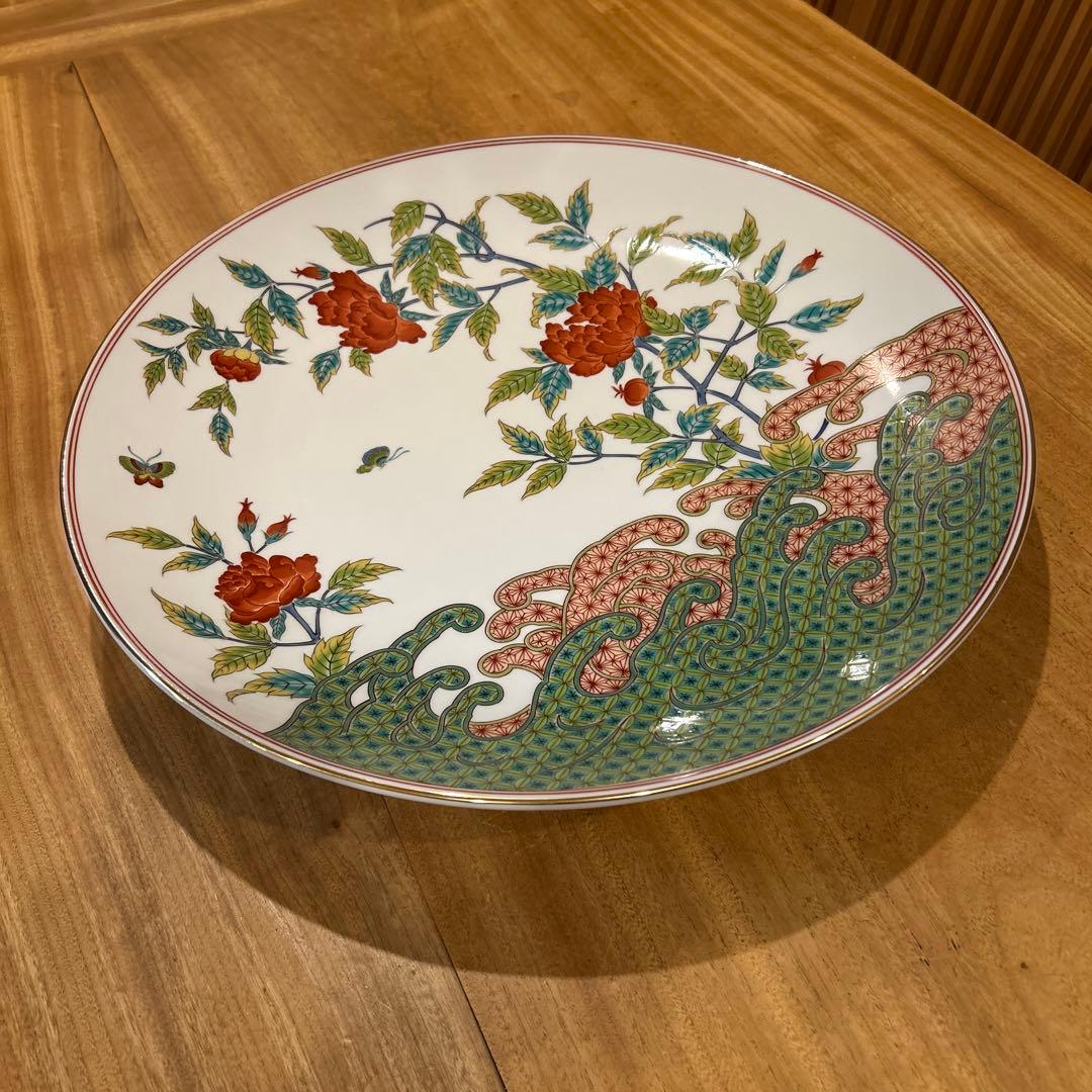 有田焼 秀峰 飾り大皿 伊万里絵付 牡丹 蝶々 青海 46センチ - メルカリ