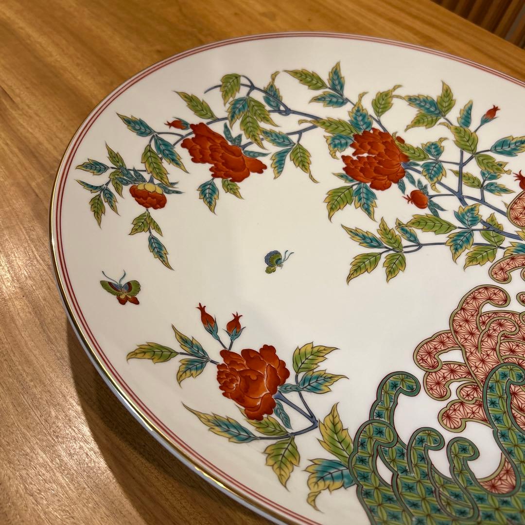 有田焼 秀峰 飾り大皿 伊万里絵付 牡丹 蝶々 青海 46センチ - メルカリ
