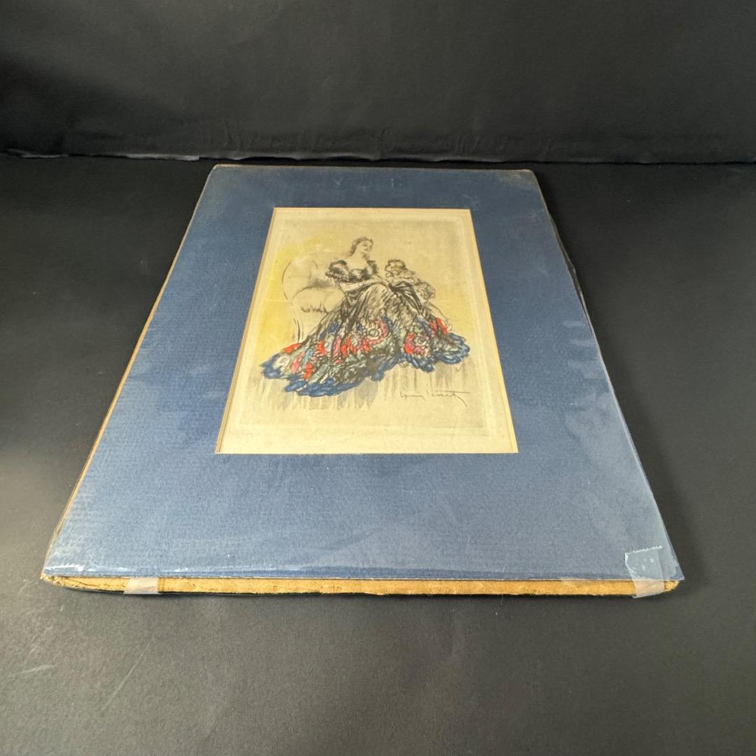 ルイ　イカール　エッチング　「膝に子供を抱えた女性」