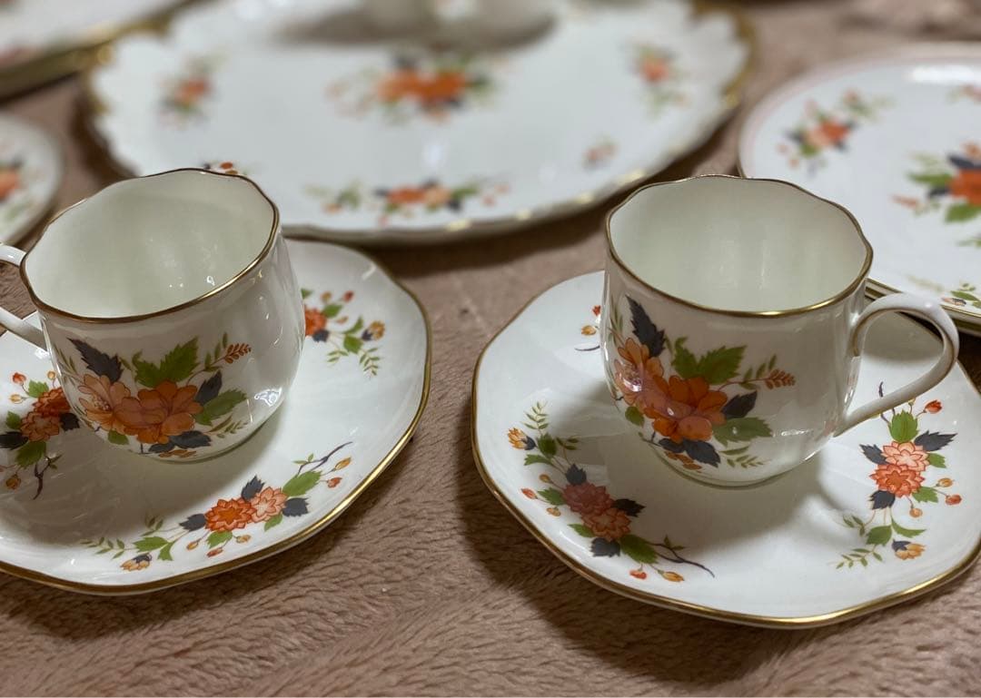 ナルミ　ミカサ　大皿　レトロ　カップアンドソーサー　セット　花柄