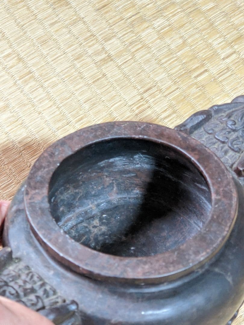 ♦中国 透かし彫り 麒麟 獅子飾り自在遊環双耳四足香炉 手彫り玉石彫刻 骨董品