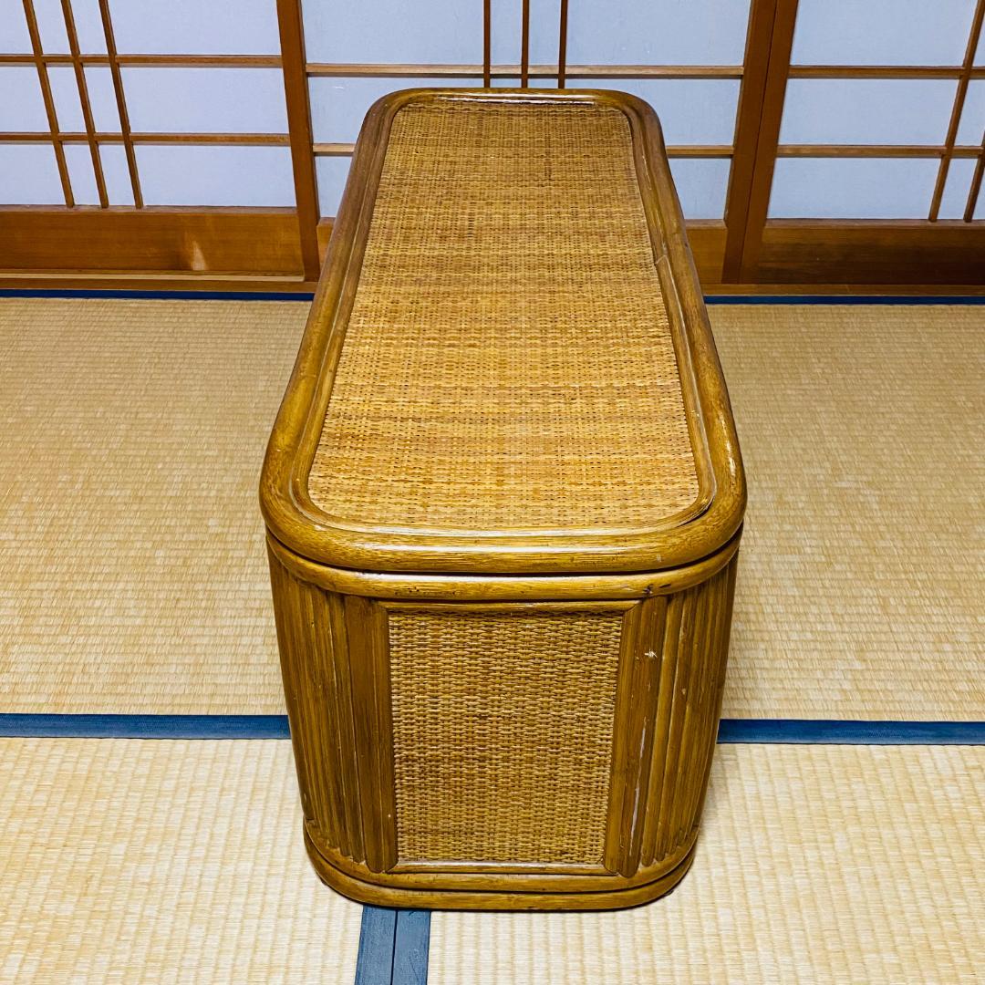 ラタン 籐 棚 チェスト 2段 4口 W90cm D37cm H41cm