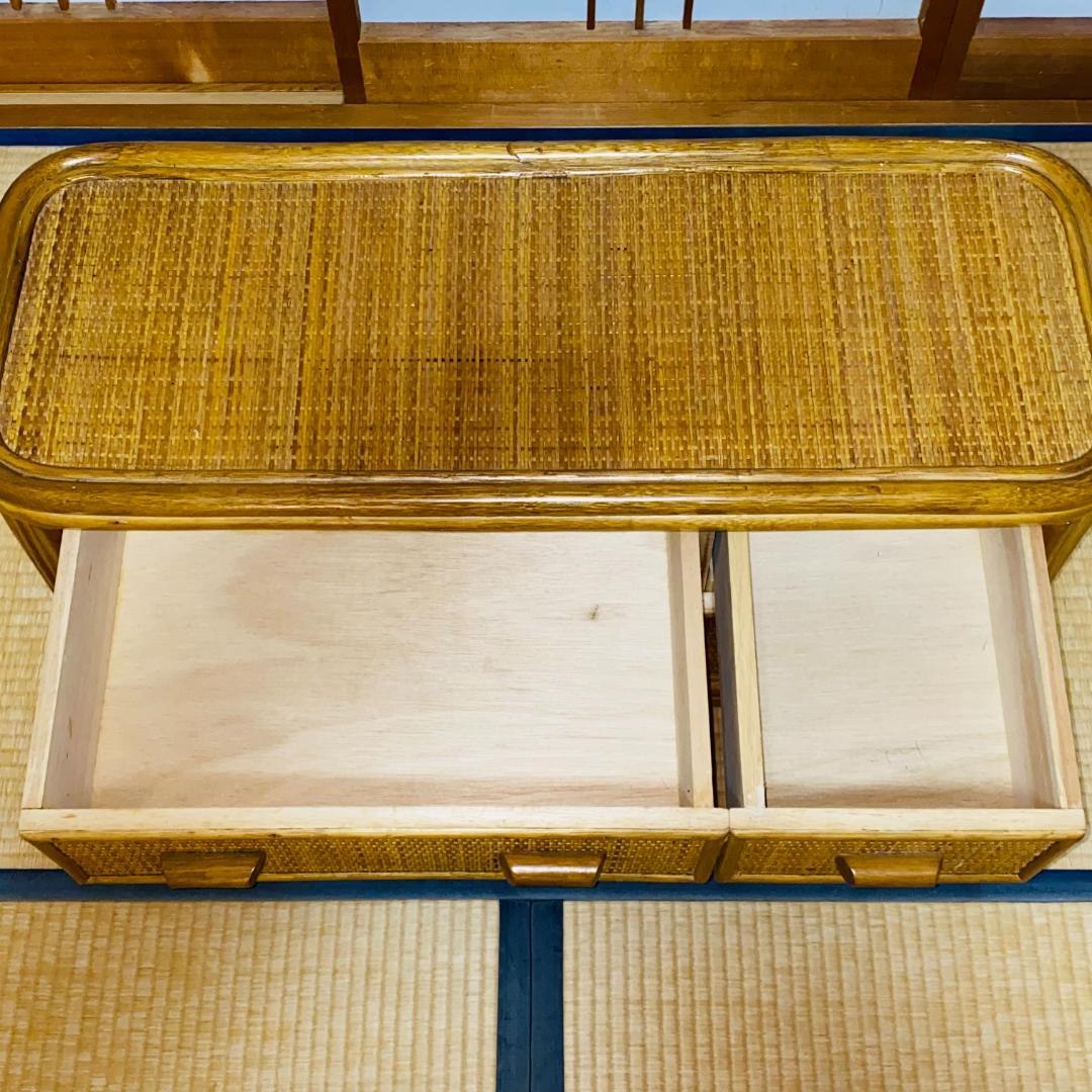 ラタン 籐 棚 チェスト 2段 4口 W90cm D37cm H41cm