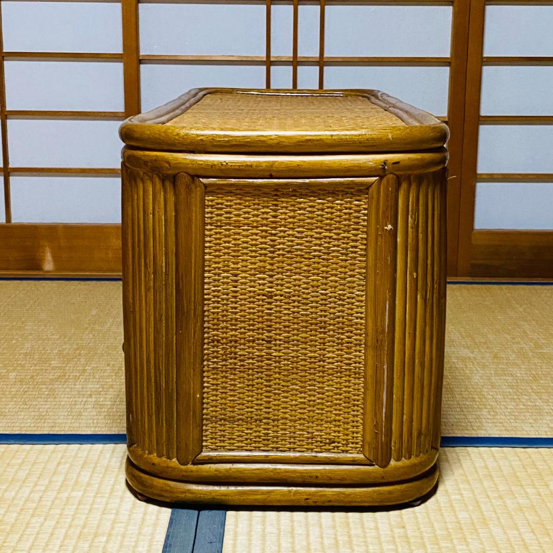 ラタン 籐 棚 チェスト 2段 4口 W90cm D37cm H41cm