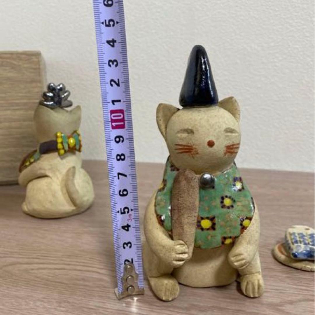一点物 希少 益子焼 加藤麻里作 陶器雛人形 猫の嫁入り