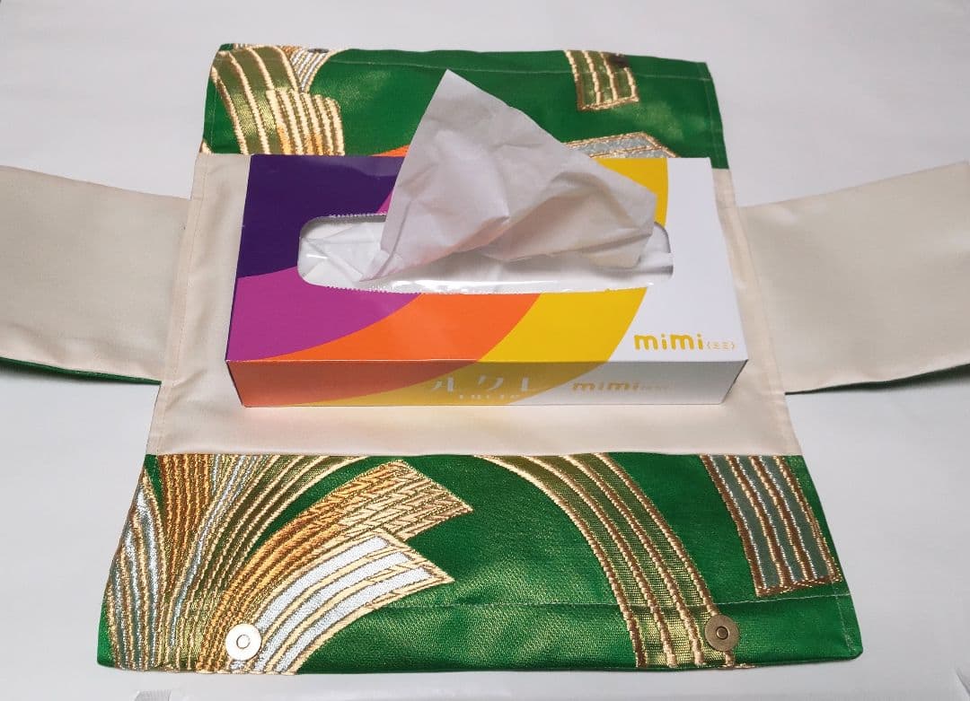 【売却済】正絹袋帯リメイクティッシュBOXカバー(マグネット付)