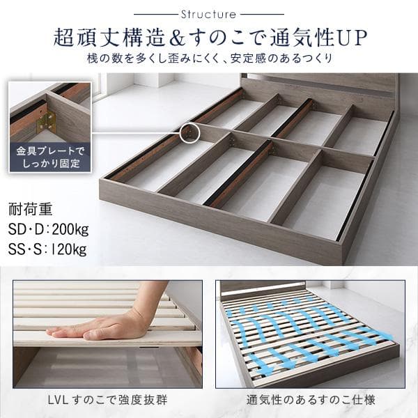 ベッド シングル ベッドフレームのみ グレージュ ds-2423395