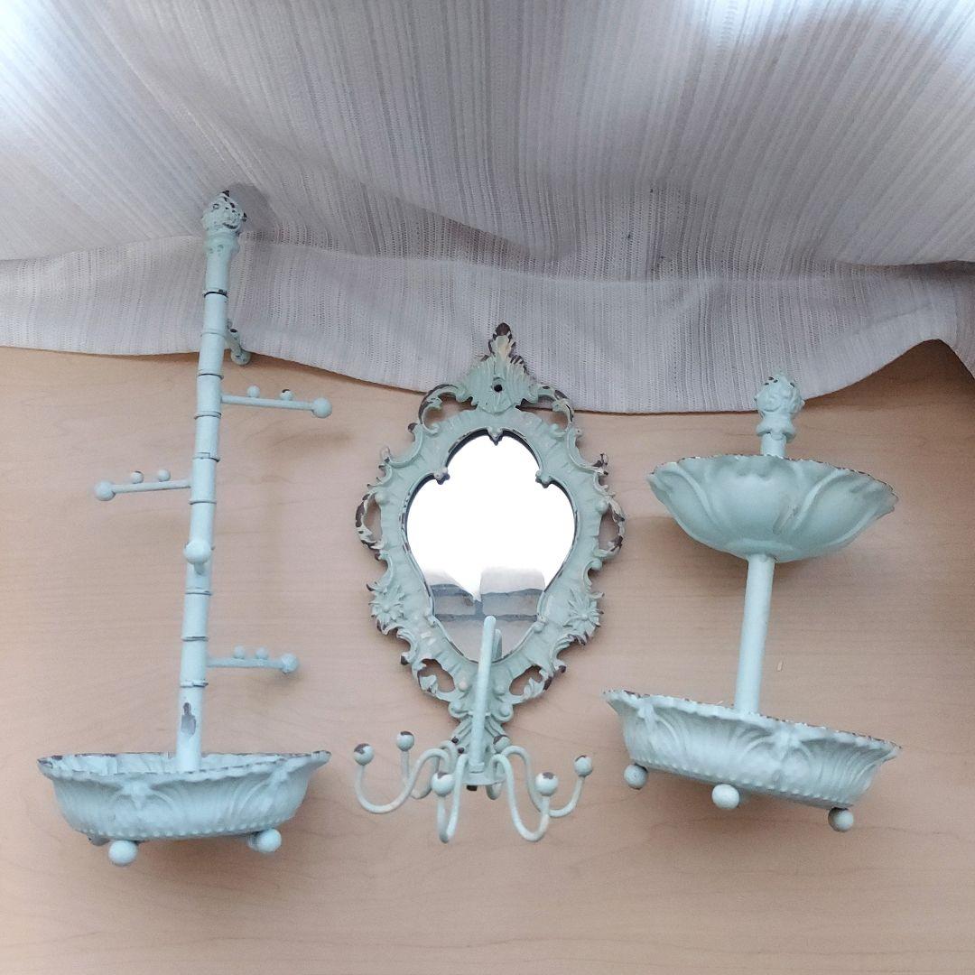 アンティーク　ミラー　ドレッサー　小物入れ　セット