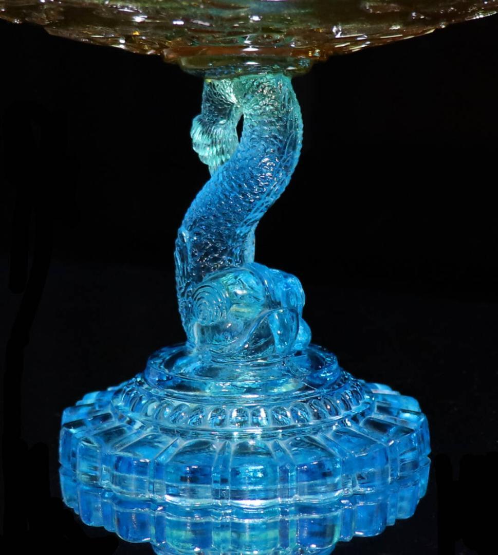 オールド・バカラ 1870年 花鳥図大型コンポートドルフィンスタンドアンティーク