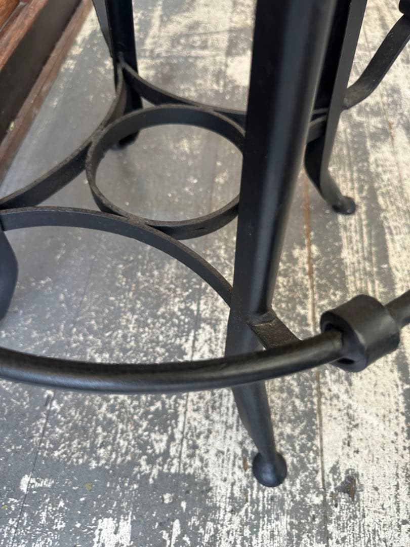 【A】ハイスツール ウッド　インダストリアル　ハイチェアー回転式