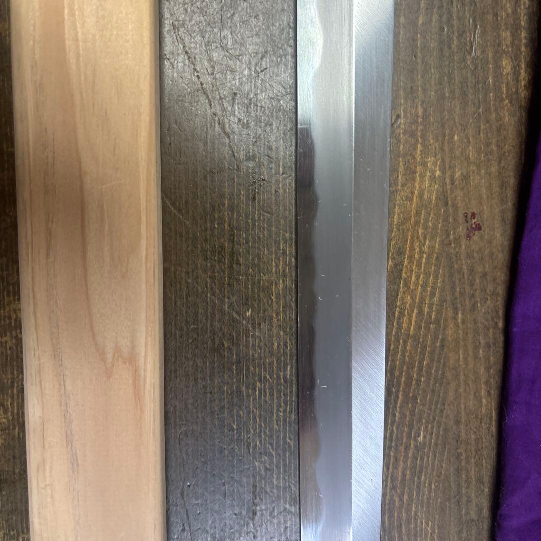 マグロ包丁鞘付 鮪包丁 刃渡700mm 刺身包丁 スネークウッド八角柄