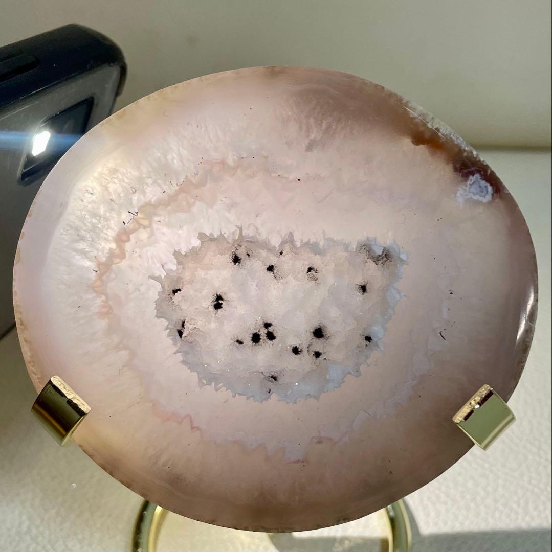 トレジャー瑪瑙 ドゥルージーアゲート 聚宝盆 雪模様 シュガー トルマリン共生