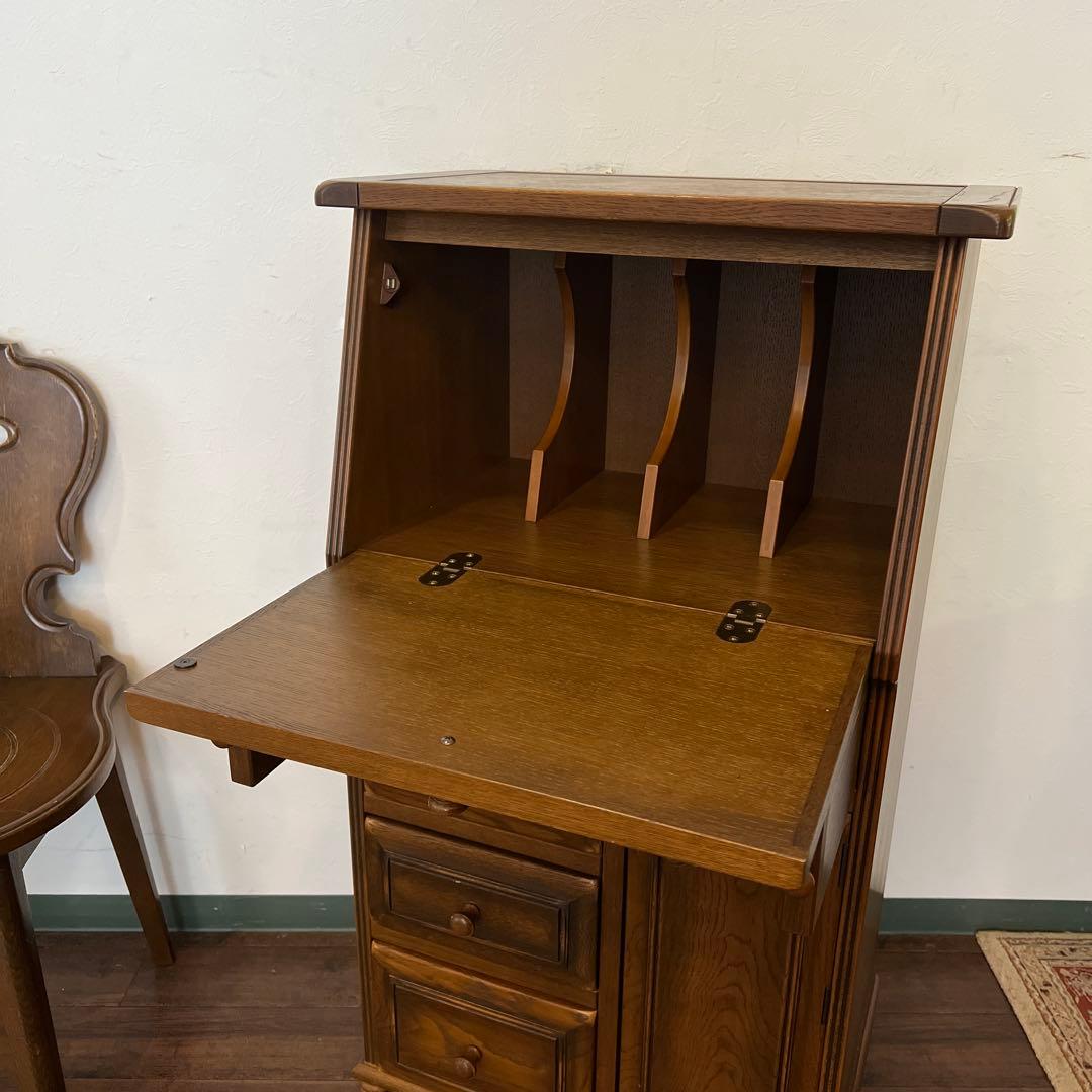 k192r124 国産家具 ライティングチェスト ビューロー 天然木 コンパクト