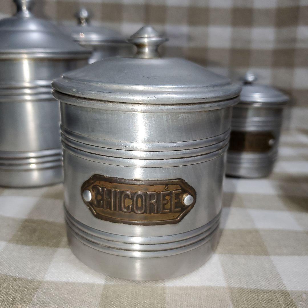 アンティーク　アルミ　キャニスター　5個セット