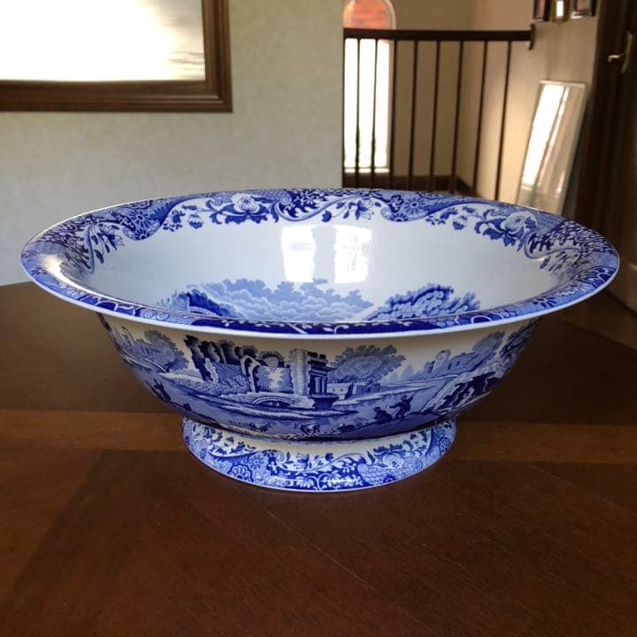 【希少品】英国製スポード ★ブルーイタリアン★超ラージコンポート