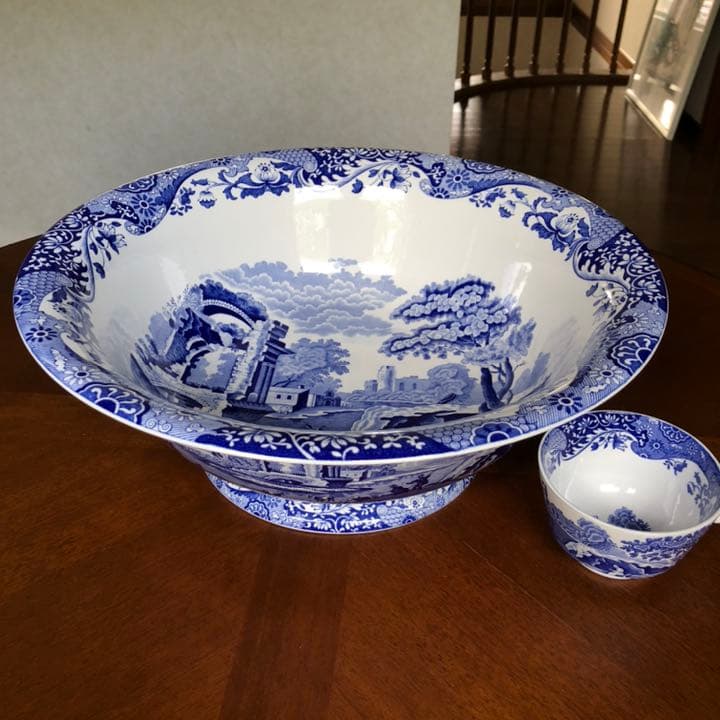 【希少品】英国製スポード ★ブルーイタリアン★超ラージコンポート