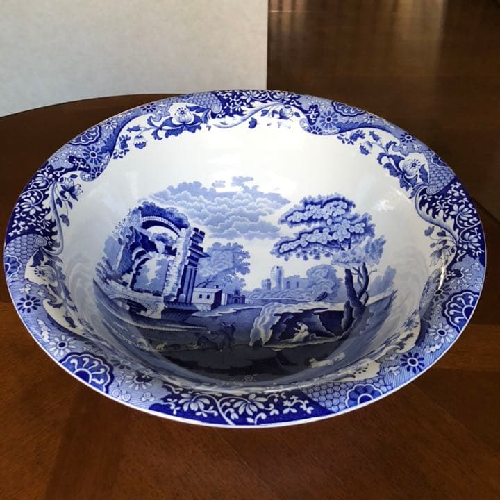 【希少品】英国製スポード ★ブルーイタリアン★超ラージコンポート